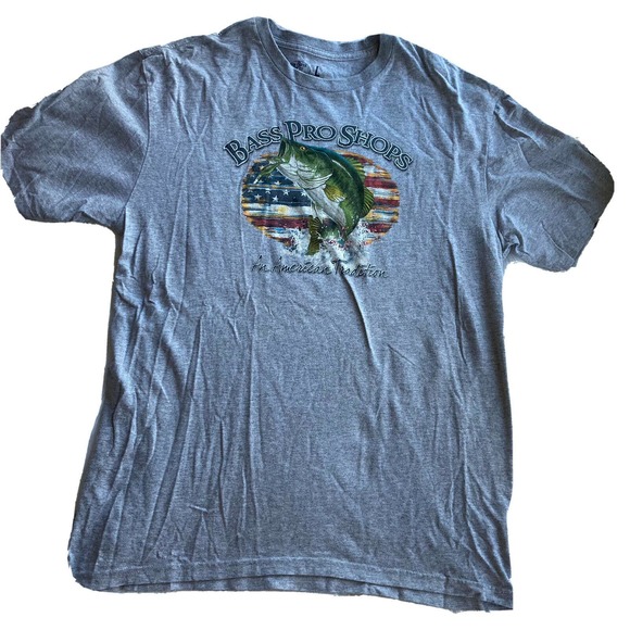 Bass Pro Shops Other - Bass Pro Shops T Shirt Mens Adult Size L Gray Graphic Tee Short Sleeve Patriotic